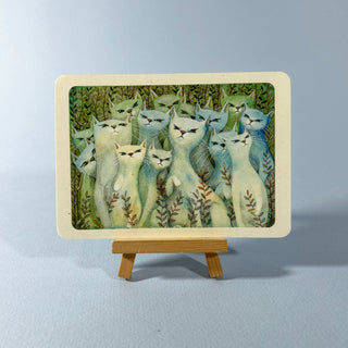 Postkarte  >Blaue Katzen<