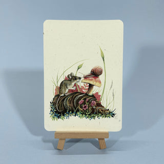Postkarte  >Maus und Schnecke<