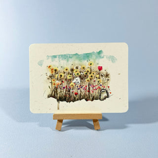 Postkarte  >Igel Blumenwiese<
