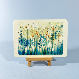 Postkarte  >Blaugelbe Blumenwiese<